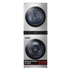 LG STUDIO WSEX200HNA 5.0 Cu. Ft. Washer and 7.4 Cu. Ft. Electric WashTower - Noble Steel