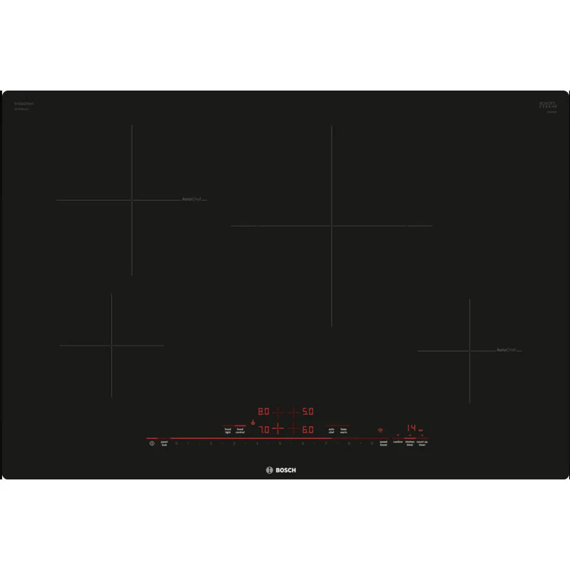 Bosch 800 Series NIT8060UC 30-Inch Electric Induction Cooktop with AutoChef - Black