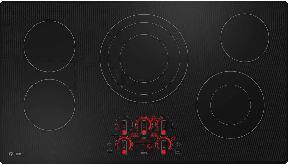 GE Profile PEP7036DTBB 36-Inch Built-In Touch Control Electric Cooktop - Black Glass