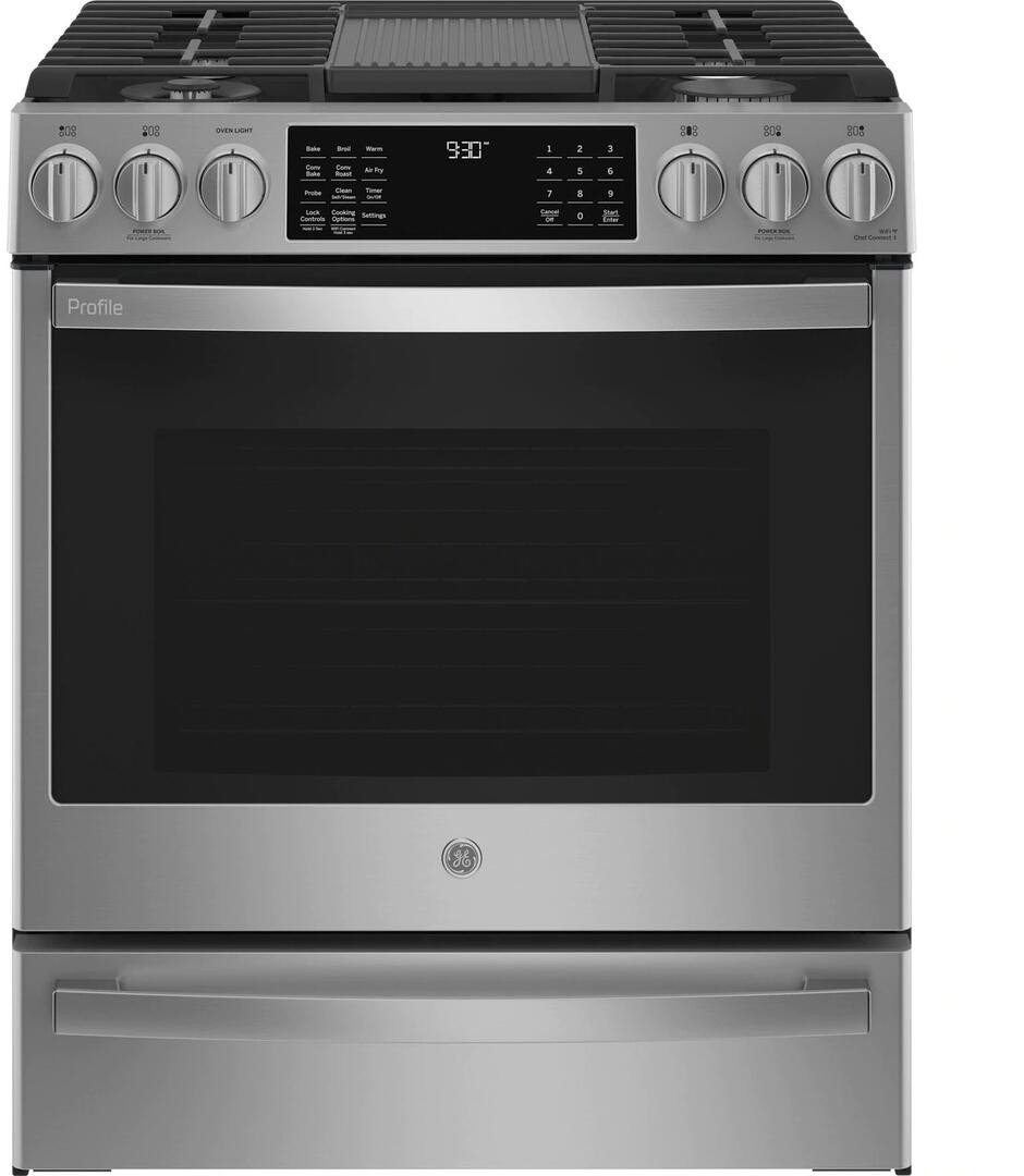 GE Profile PGS930YPFS 30-Inch Smart Slide-In Front-Control Gas Range - Stainless Steel